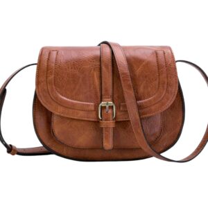 Leather Saddle Purse Small Crossbody Bag for Women, Stylish and Versatile Handbag