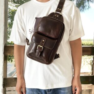 Men's Retro Leather Shoulder Bag Crossbody Sling & Travel Bag.