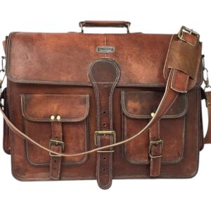 Leather Briefcase Shoulder Bag for Men - Work & Travel Bag