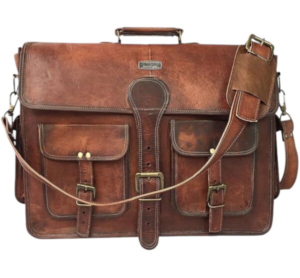 Leather Briefcase Shoulder Bag for Men - Work & Travel Bag
