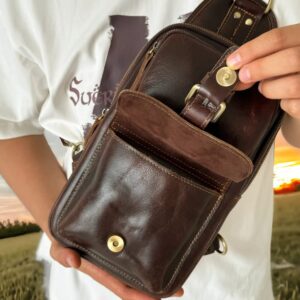 Men's Retro Leather Shoulder Bag Crossbody Sling & Travel Bag.
