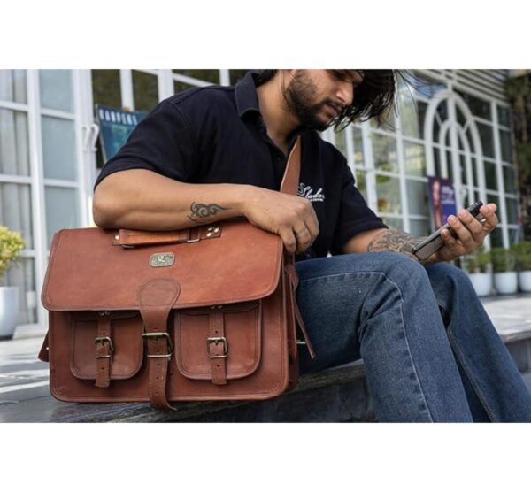 Leather Briefcase Shoulder Bag for Men - Work & Travel Bag