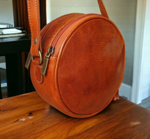 Elegant Leather Round Bag