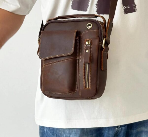 Premium Leather Multi Pocket Crossbody Bag for Men - Image 2