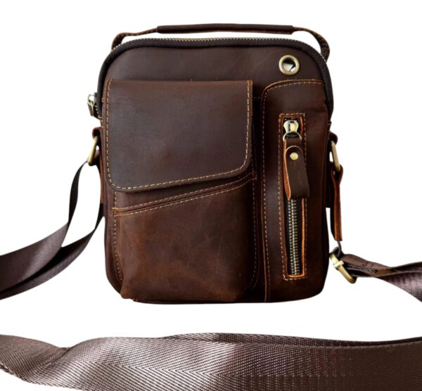 leather Multi Pocket Crossbody Bag
