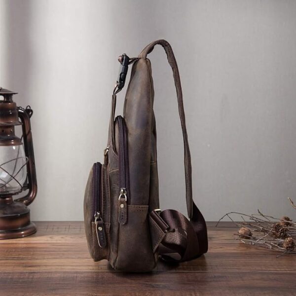 Leather Travel Crossbody Bag - Stylish Chest Sling for Men