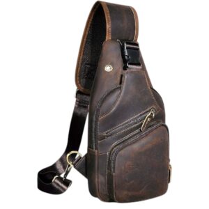 Leather Travel Crossbody Bag - Stylish Chest Sling for Men