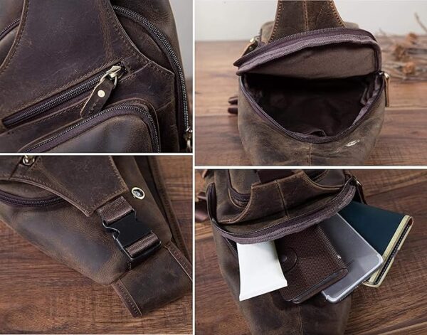 Leather Travel Crossbody Bag - Stylish Chest Sling for Men