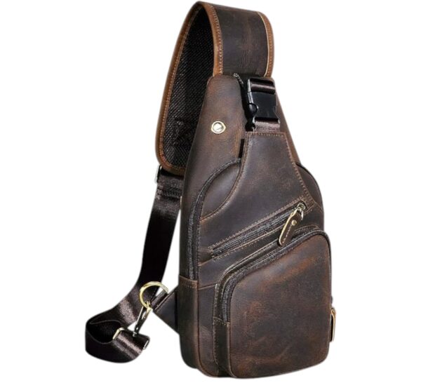 Leather Travel Crossbody Bag - Stylish Chest Sling for Men